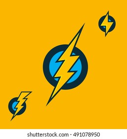 Vector Superhero Sign. Flash Icon. Color Flat Vector Icon of Power
