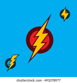 Vector Superhero Sign. Flash Icon. Color Flat Vector Icon of Power