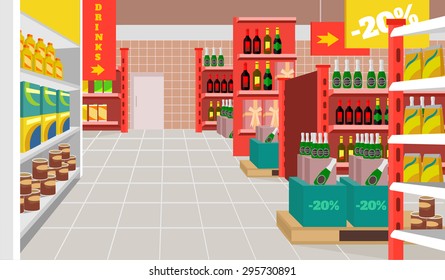 Vector supermarket flat illustration