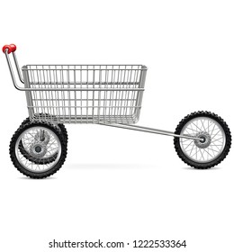 Vector Supermarket Trolley for Bikers isolated on white background