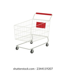 Vector supermarket trolley realistic with white background.