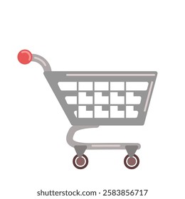 Vector supermarket trolley. Shopping and shopping basket symbol. Shopping cabinet icon.