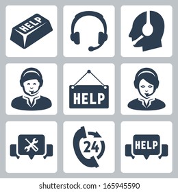 Vector support, call center icons set