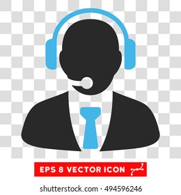 Vector Support Manager EPS vector icon. Illustration style is flat iconic bicolor blue and gray symbol on a transparent background.