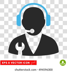 Vector Support Manager EPS vector icon. Illustration style is flat iconic bicolor blue and gray symbol on a transparent background.