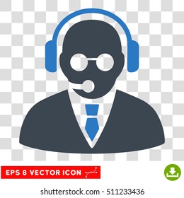 Vector Support Manager EPS vector icon. Illustration style is flat iconic bicolor smooth blue symbol on a transparent background.
