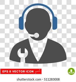 Vector Support Manager EPS vector icon. Illustration style is flat iconic bicolor cobalt and gray symbol on a transparent background.
