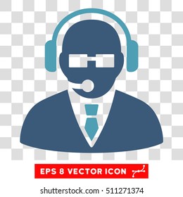 Vector Support Manager EPS vector pictogram. Illustration style is flat iconic bicolor cyan and blue symbol on a transparent background.