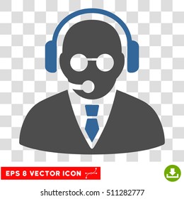 Vector Support Manager EPS vector pictogram. Illustration style is flat iconic bicolor cobalt and gray symbol on a transparent background.