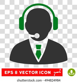 Vector Support Manager EPS vector pictograph. Illustration style is flat iconic bicolor green and gray symbol on a transparent background.