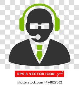 Vector Support Manager EPS vector pictograph. Illustration style is flat iconic bicolor eco green and gray symbol on a transparent background.