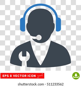 Vector Support Manager EPS vector pictograph. Illustration style is flat iconic bicolor smooth blue symbol on a transparent background.