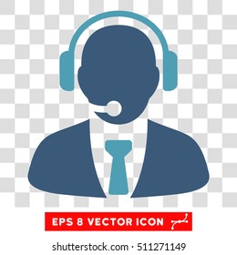 Vector Support Manager EPS vector pictograph. Illustration style is flat iconic bicolor cyan and blue symbol on a transparent background.