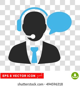 Vector Support Manager Message EPS vector pictogram. Illustration style is flat iconic bicolor blue and gray symbol on a transparent background.