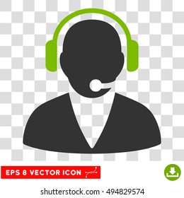 Vector Support Operator EPS vector icon. Illustration style is flat iconic bicolor eco green and gray symbol on a transparent background.