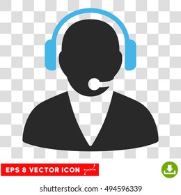 Vector Support Operator EPS vector pictogram. Illustration style is flat iconic bicolor blue and gray symbol on a transparent background.