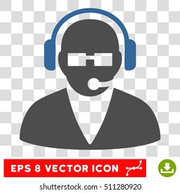 Vector Support Operator EPS vector pictogram. Illustration style is flat iconic bicolor cobalt and gray symbol on a transparent background.