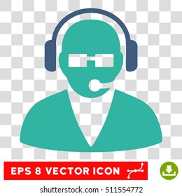 Vector Support Operator EPS vector pictogram. Illustration style is flat iconic bicolor cobalt and cyan symbol on a transparent background.
