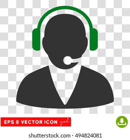 Vector Support Operator EPS vector pictograph. Illustration style is flat iconic bicolor green and gray symbol on a transparent background.