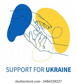 Vector in support of Ukraine with on an isolated background against the background of the flag of Ukraine.
