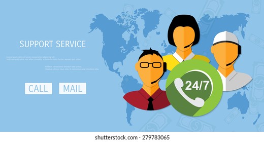 Vector support web flat background. Concepts for web banners and promotional materials.