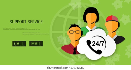 Vector support web flat background. Concepts for web banners and promotional materials.