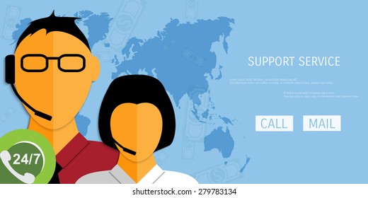 Vector support web flat background. Concepts for web banners and promotional materials.