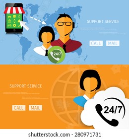 Vector support web flat background. Concepts for web banners and promotional materials.