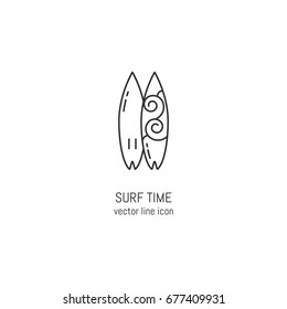 Vector surf board icon in linear style