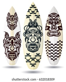 Vector surf boards ( African Mask Design )