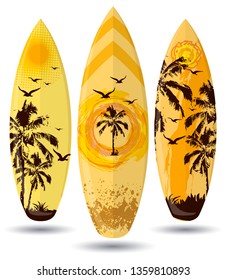 Vector surf boards (Grunge Palm trees Design ) - Vector