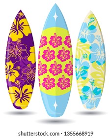 Vector Surf Boards Hibiscus Flower Design Stock Vector (Royalty Free ...