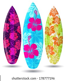 Vector Surf Boards ( Hibiscus Flower Design ) 