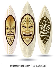 Vector surf boards (  Tiki Mask Design )