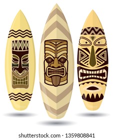 Vector surf boards ( Tiki Mask Design ) - Vector