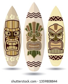 Vector surf boards ( Tiki Mask Design ) - Vector