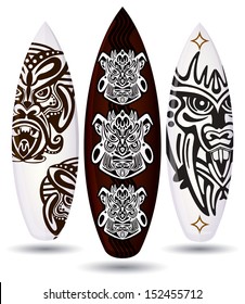 Vector surf boards ( Tiki Mask Design ) 