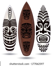 Vector surf boards ( Tiki Mask Design ) 