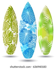 Vector surf boards ( Tropical leaves design )