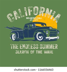vector surf car illustration print