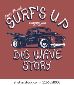 vector surf car illustration print