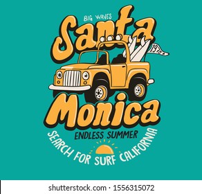 vector surf car illustration t shirt print