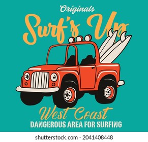 vector surf car illustration for t shirts 