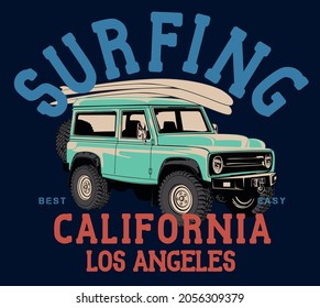 ilustración de vehículos de surf vectorial para la impresión de camisetas