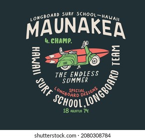 vector surf car illustration for t shirt print design