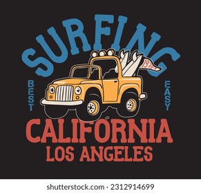 ilustración de vehículos de surf vectorial para impresión de camisetas