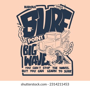 ilustración de vehículos de surf vectorial para impresión de camisetas