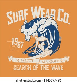 vector surf design for t-shirt print