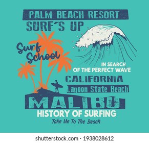 vector surf illustration for t shirts print