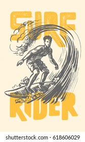 vector surf man T-shirt pattern Surfing emblem